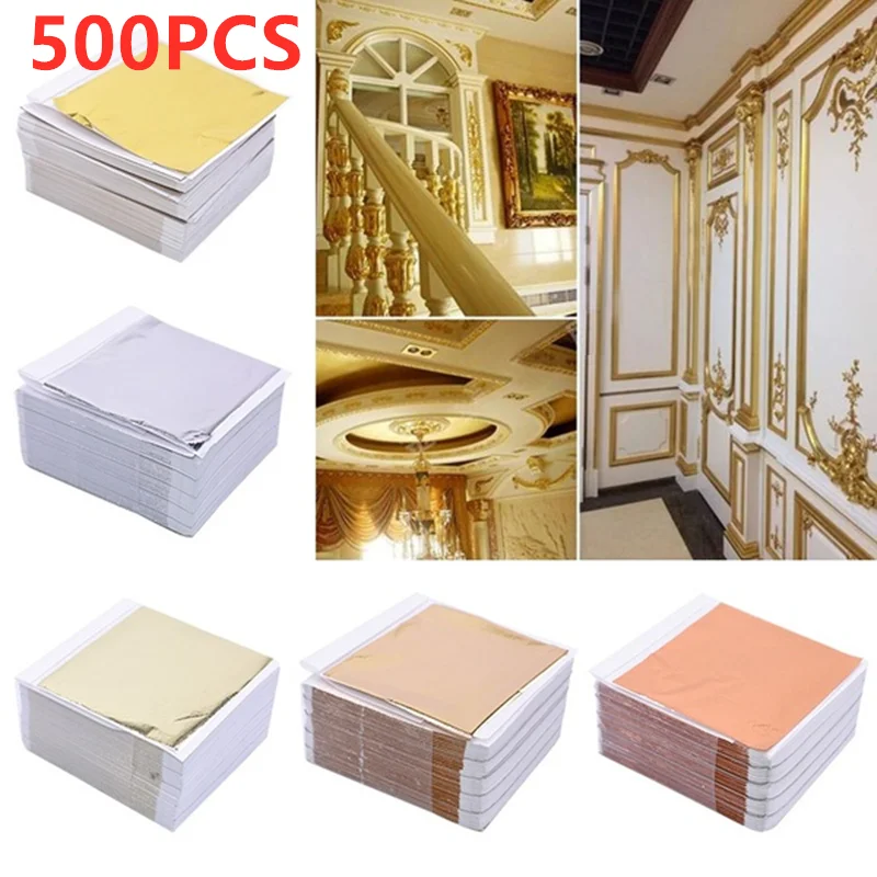 Art Craft Leaves - 500 Sheets Imitation Gold Silver Foil