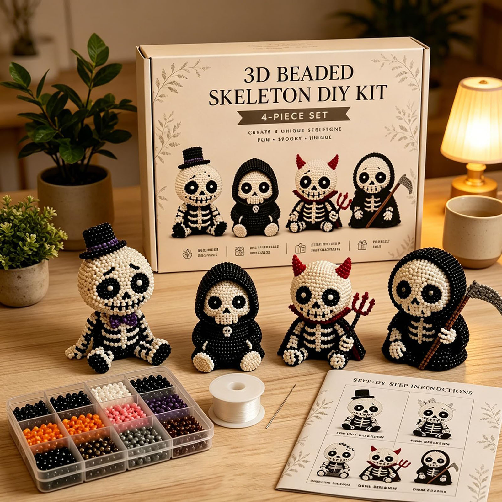 Art Craft Gifts For Adults - 3D Beaded Skeleton DIY Kit Creative