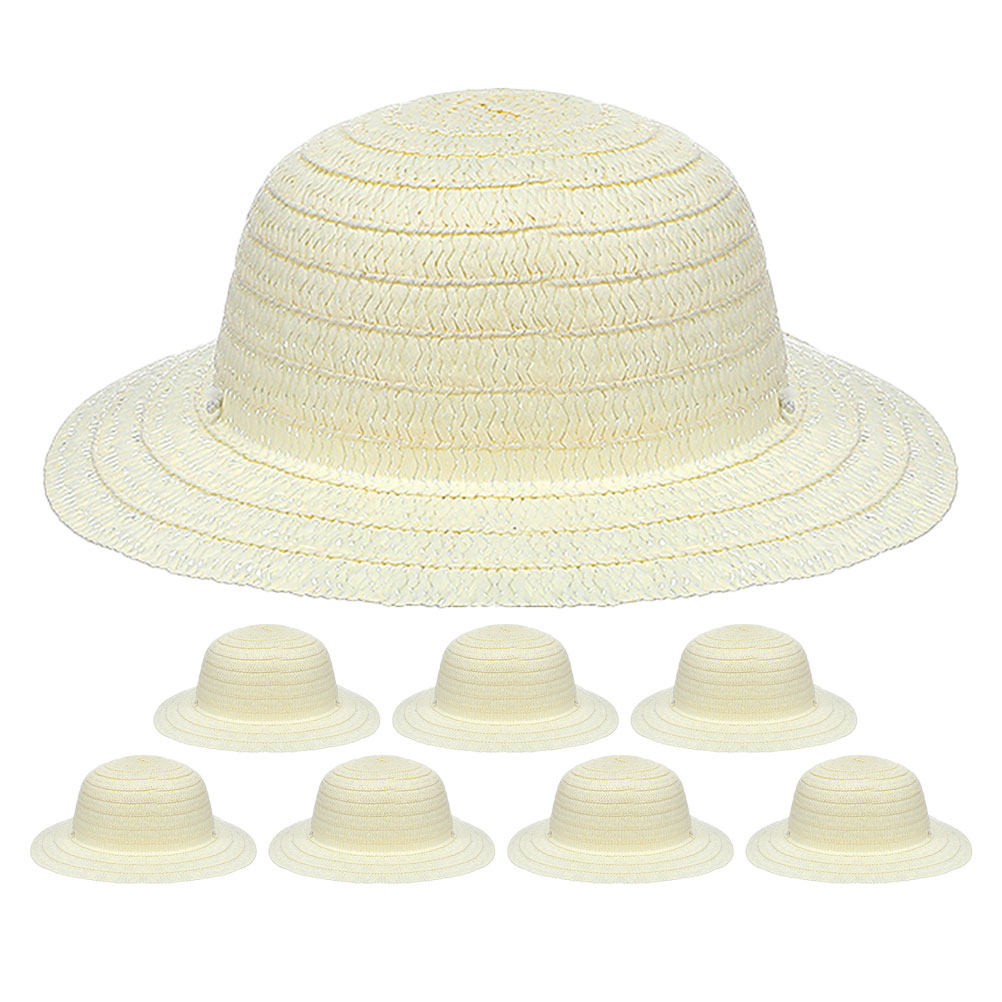 8Pcs DIY Kids Straw Hats White - Art Craft Kids review and price