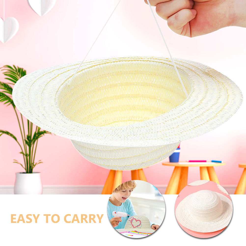 8Pcs DIY Kids Straw Hats White - Art Craft Kids review and price