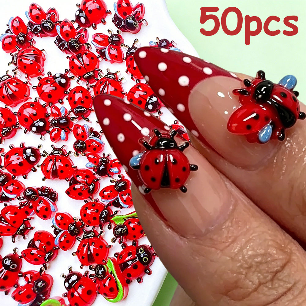 50Pcs 3D Mini Ladybug Nail Cha - Art Craft Ladybug review and price
