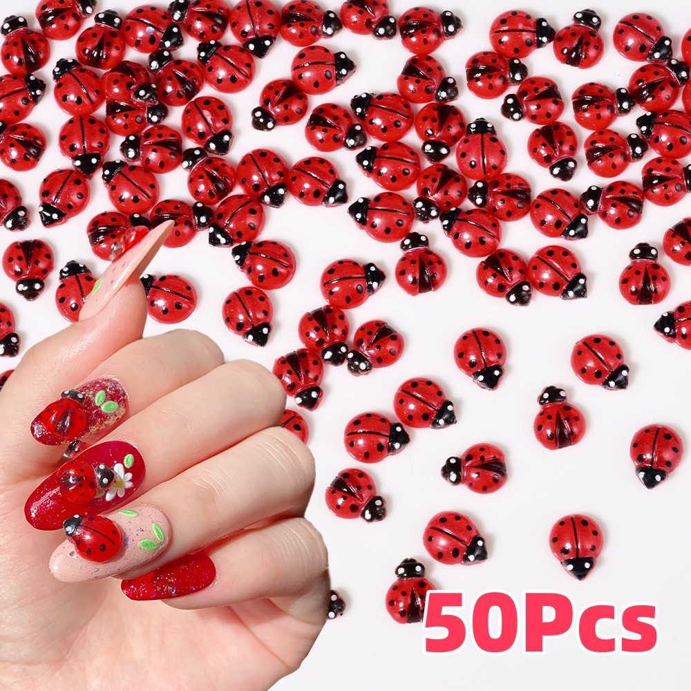 50Pcs 3D Red Ladybug Nail Char - Art Craft Ladybug review and price