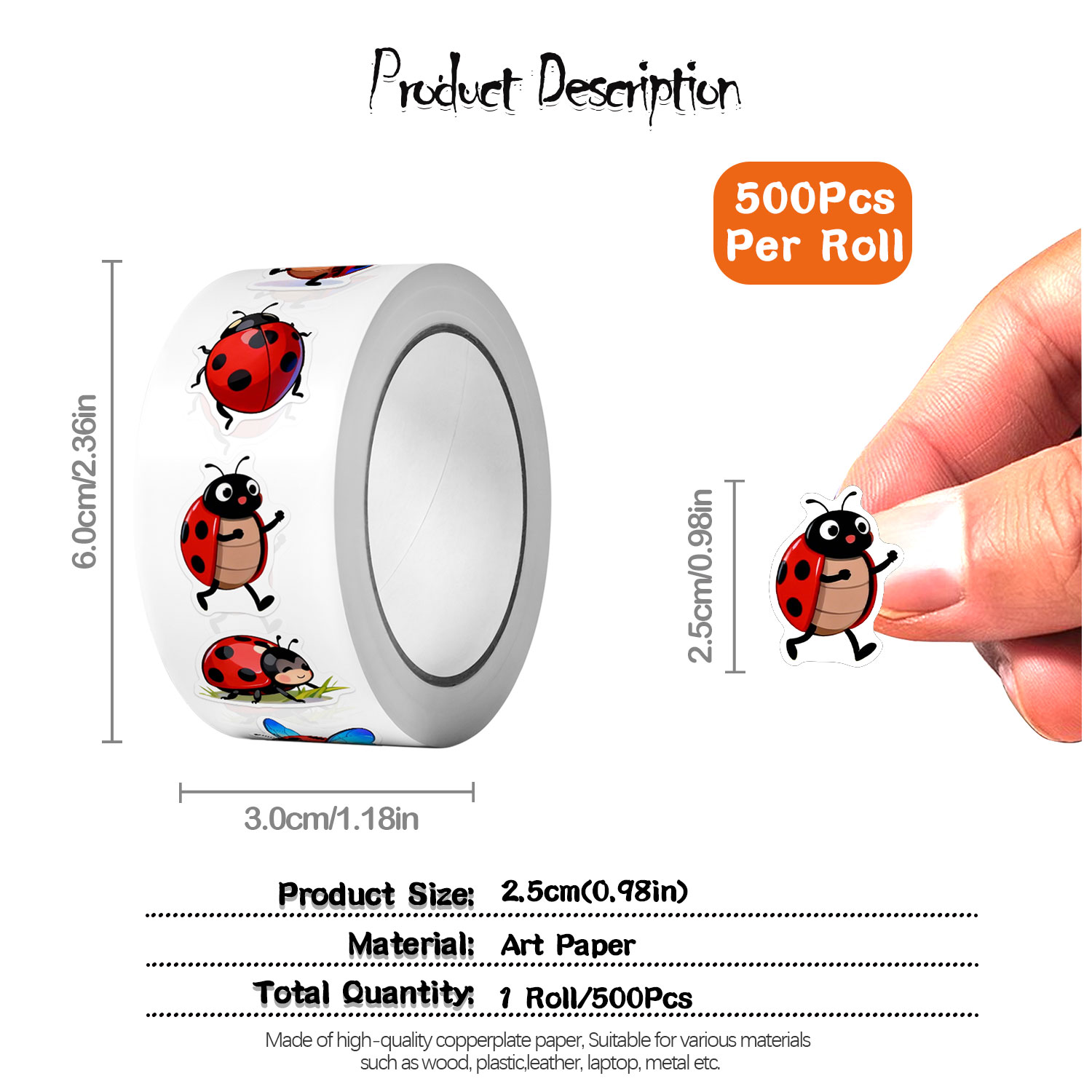 1Roll(500Pcs)10 Irregular Cart - Art Craft Ladybug review and price
