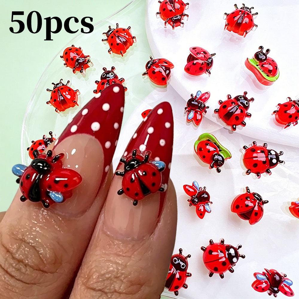50pcs 3D Mini Resin Ladybug Na - Art Craft Ladybug review and price