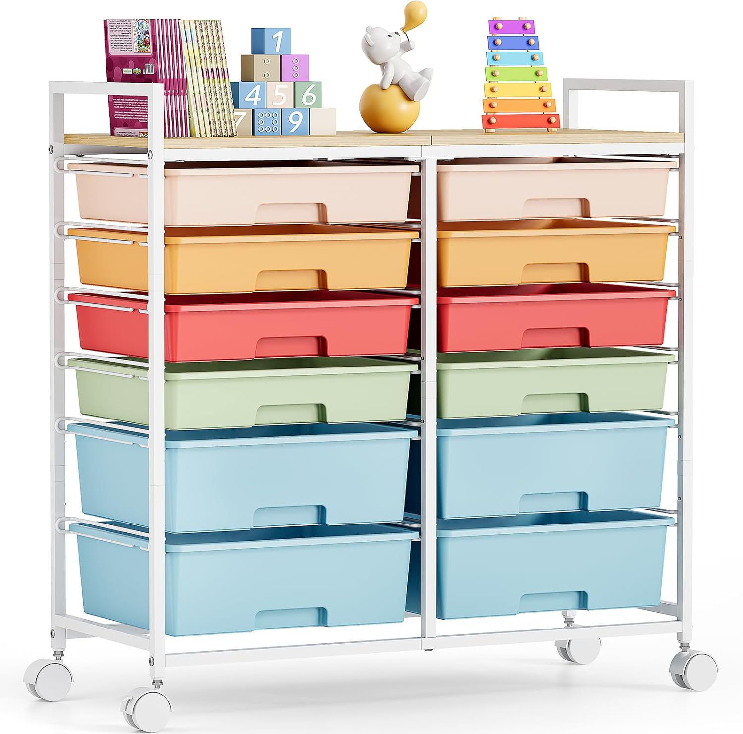 Rolling Storage Cart with 12 D - Art Craft Rainbow review and price