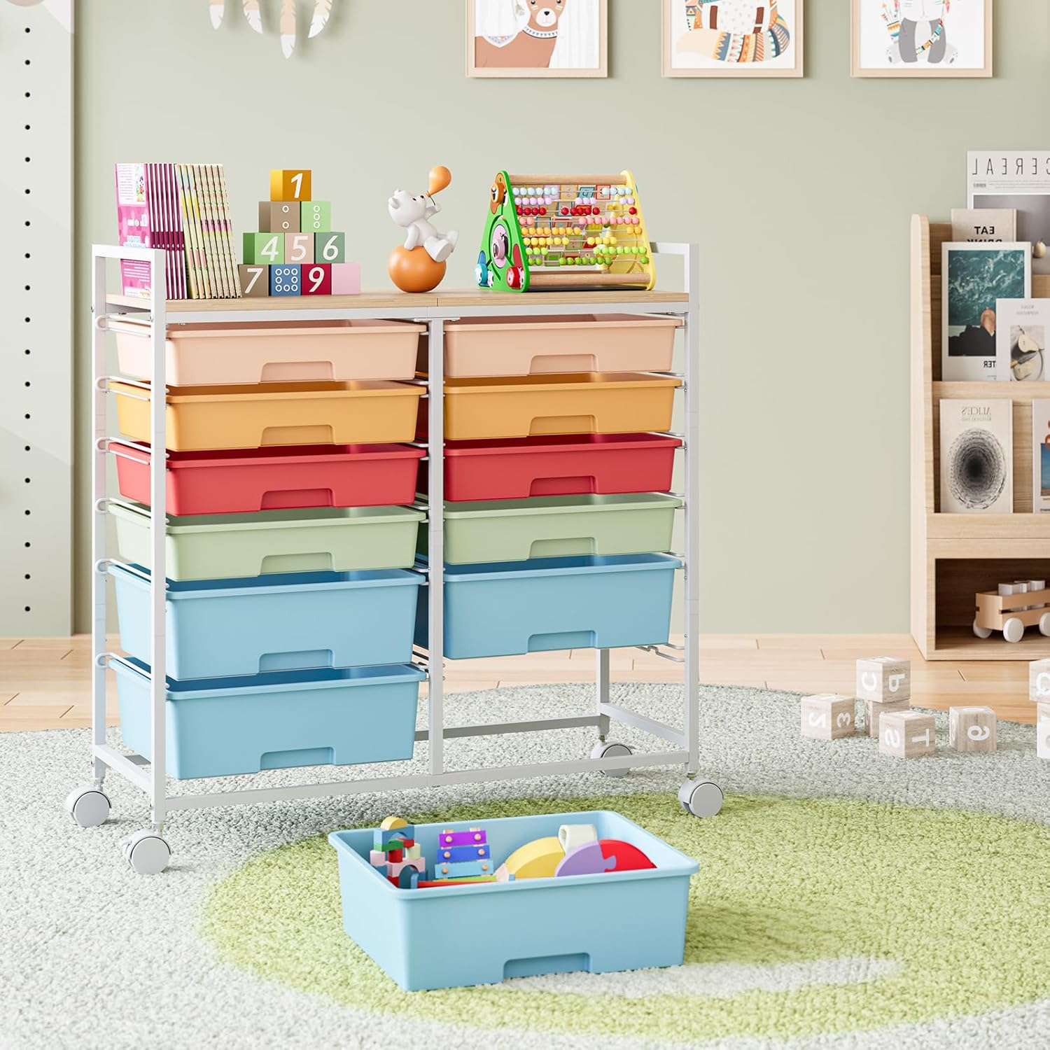 Rolling Storage Cart with 12 D - Art Craft Rainbow review and price