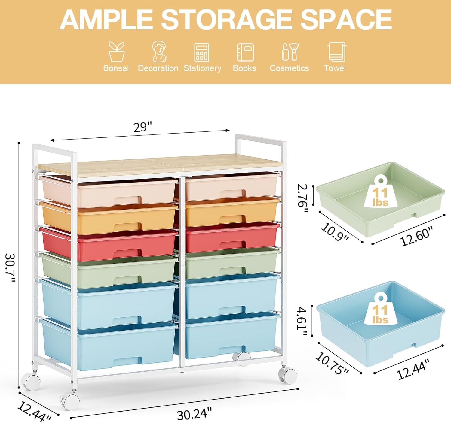Rolling Storage Cart with 12 D - Art Craft Rainbow review and price