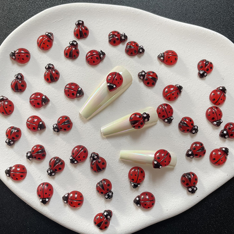 50Pcs 3D Resin Red Ladybug Nai - Art Craft Ladybug review and price