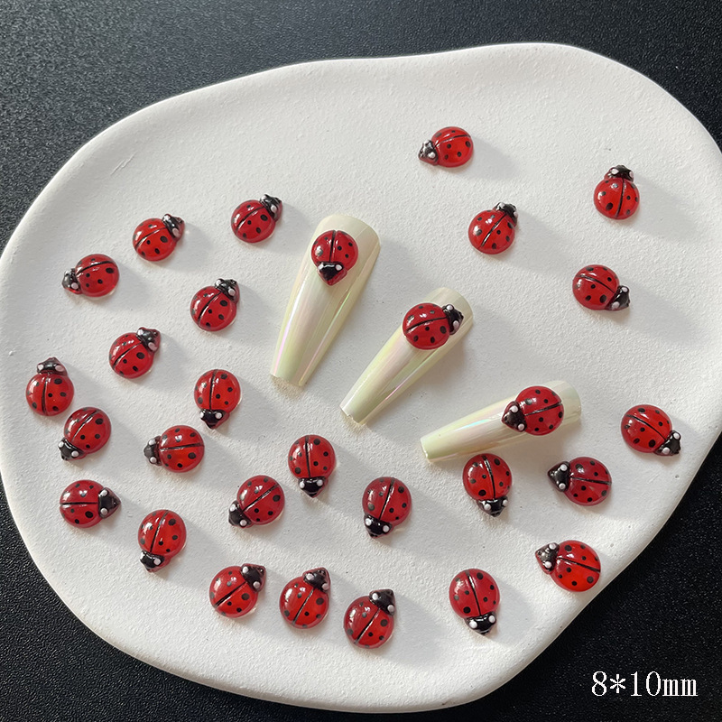 50Pcs 3D Resin Red Ladybug Nai - Art Craft Ladybug review and price