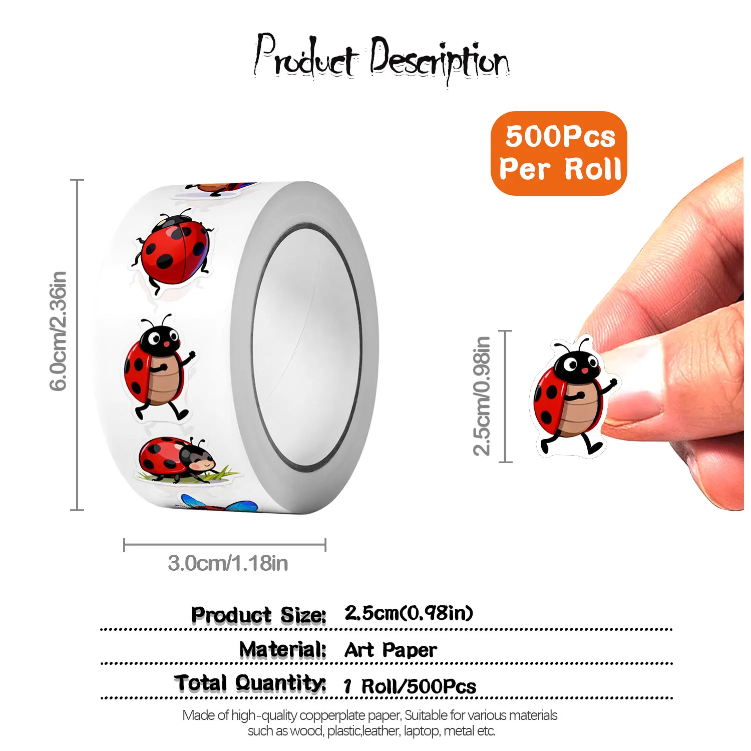 1Roll(500Pcs)10 Irregular Cart - Art Craft Ladybug review and price